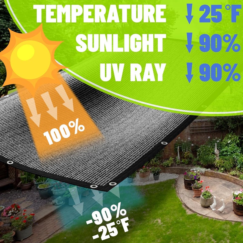 ColourTree 90% Sunblock Fabric 8' x 10' Black Shade Cloth/Privacy Screen with Grommets for Pergola, Outdoor, Patio, Garden Fence, Apartments Railing, Dog Kennel Cover Canopy (We Make Custom Size) - Image 4